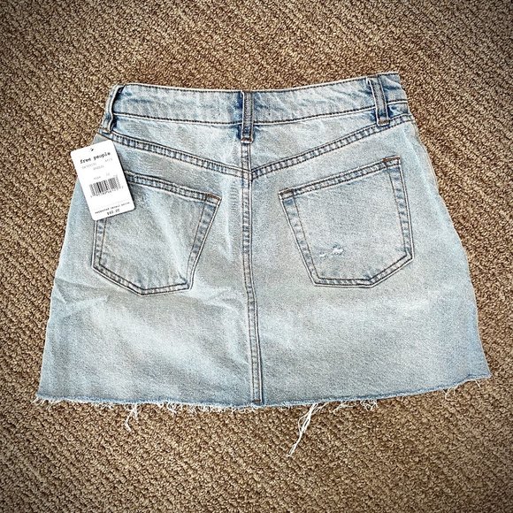 Free People NWT “Breezy” Button Front Denim Mini Skirt - Picture 3 of 10